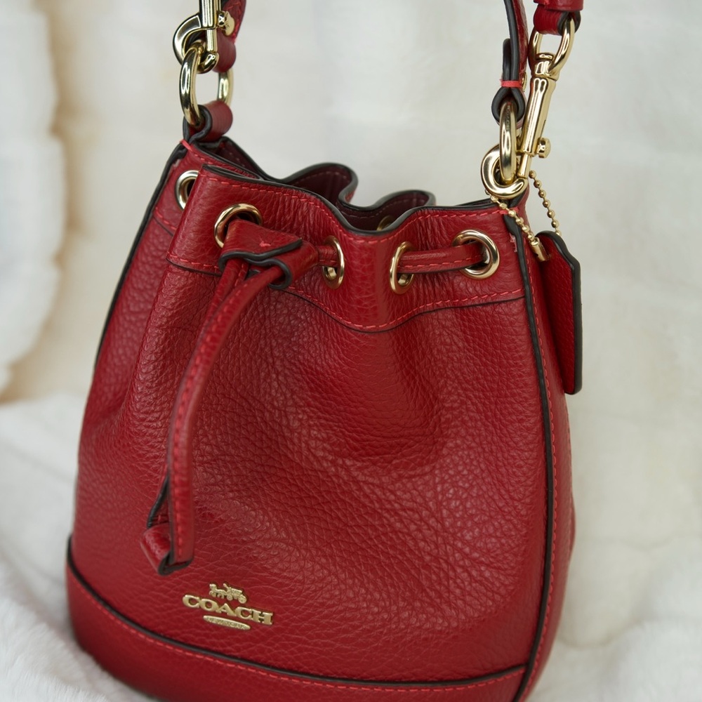 Coach Red Shoulder Bag with Gold Hardware